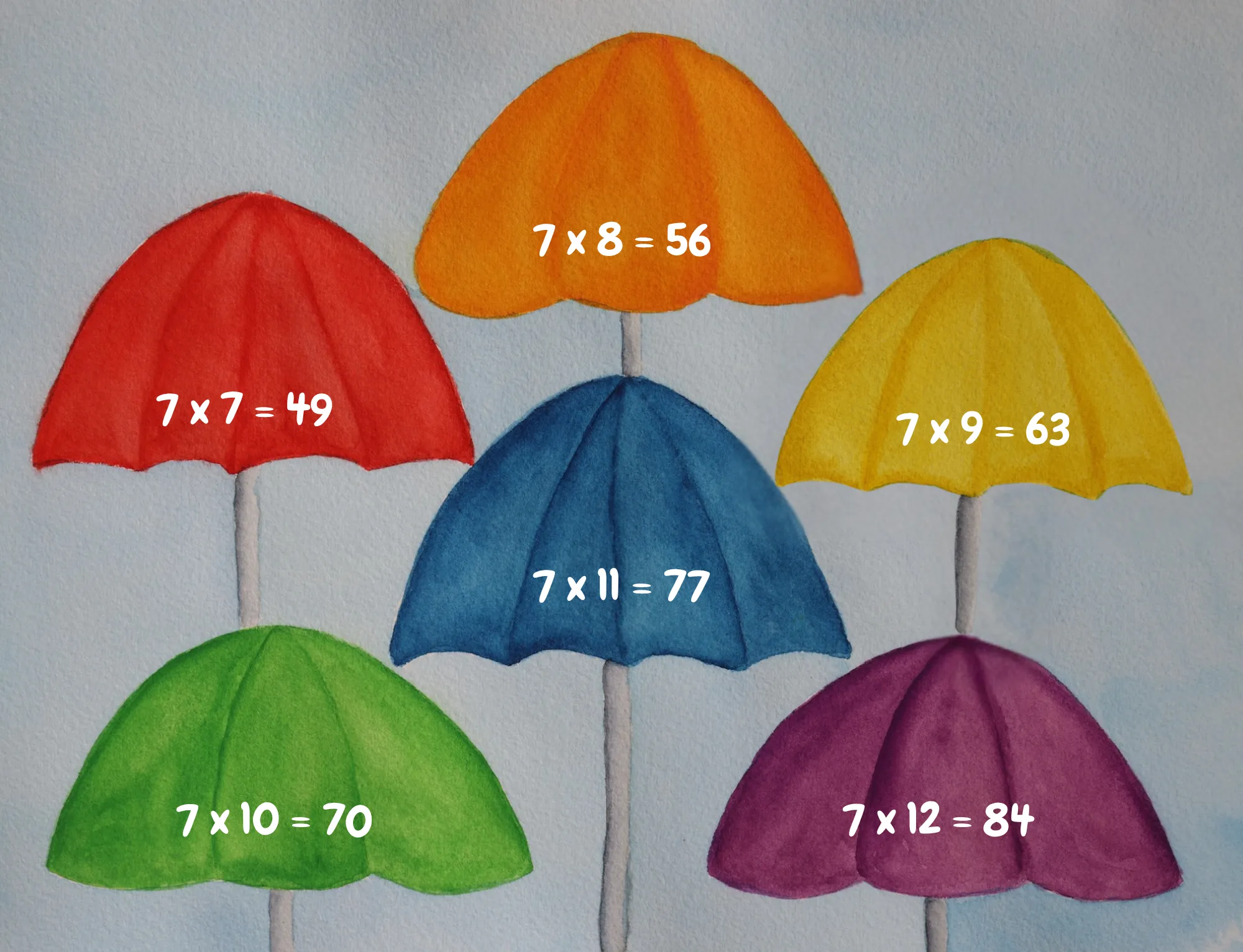 Colorful umbrellas illustration from Auggie Island